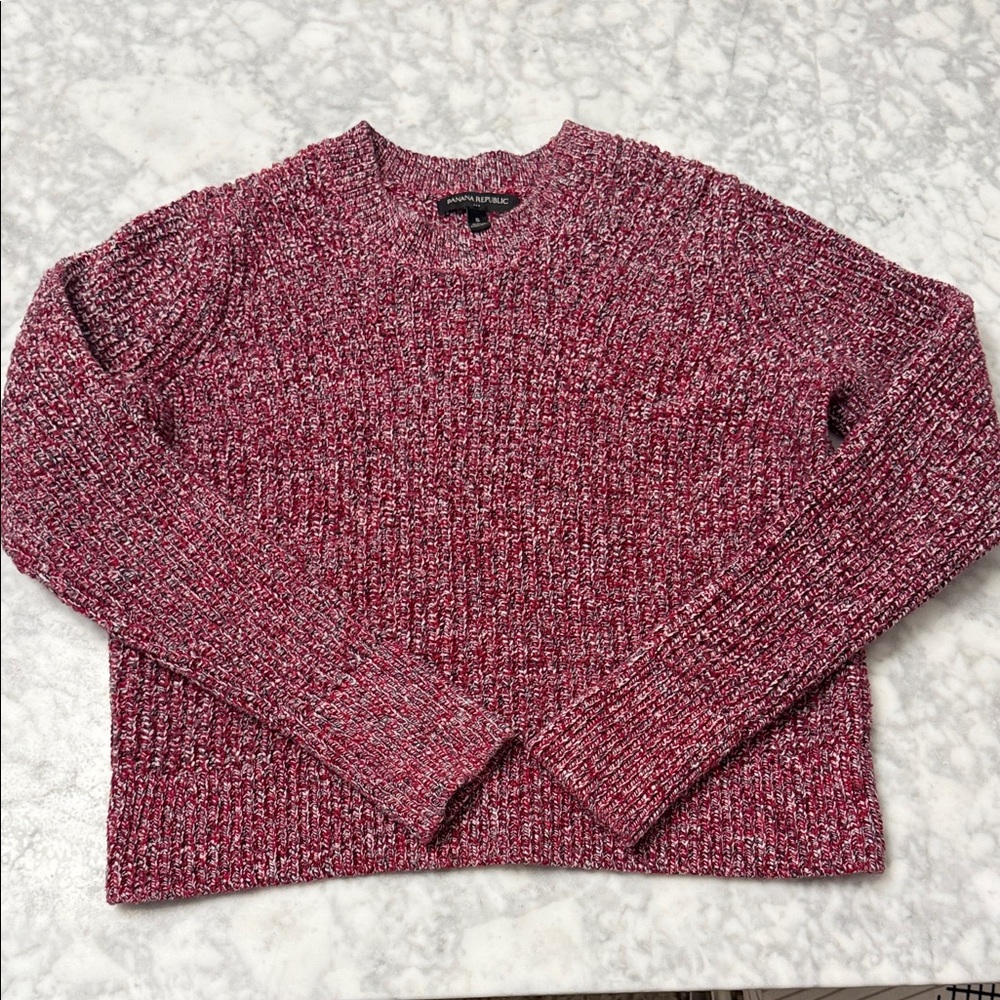 Banana Republic Marled Burgundy Crewneck Sweater